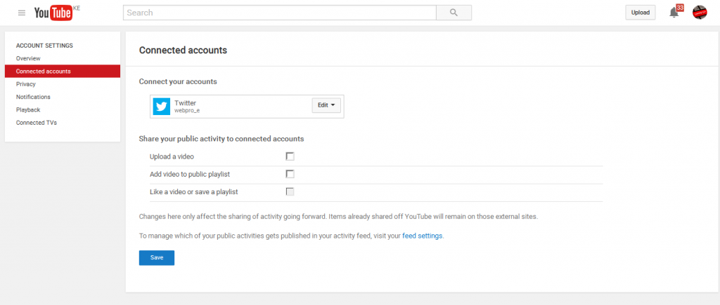 Connect Your YouTube Account To Twitter - WebPro Education