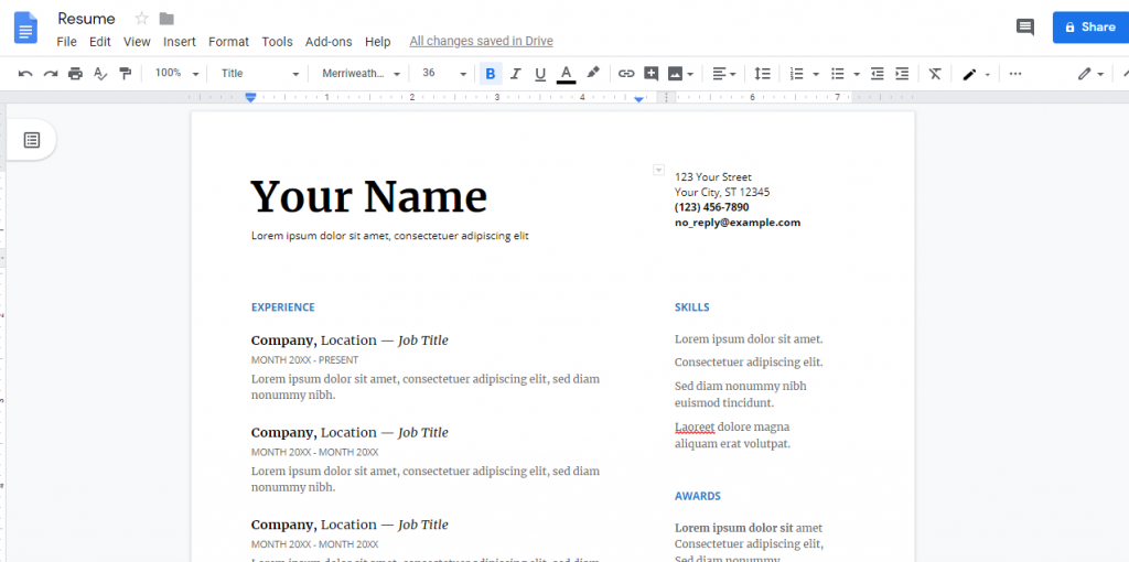 Google Docs Resume Template | How To Use