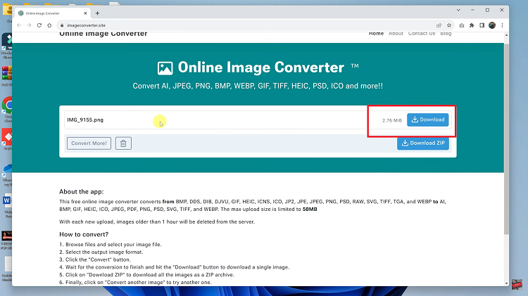 Convert JPEG To PNG Using Online Image Converter