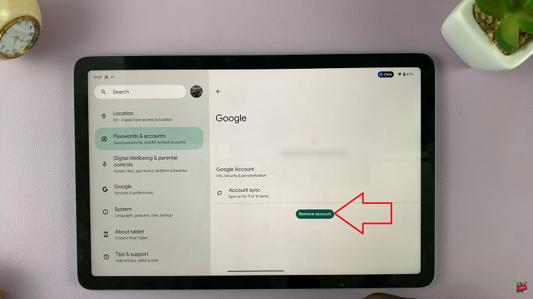 Remove a Google Account From Google Pixel Tablet