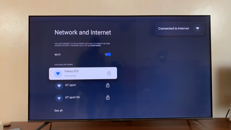 Connect TCL Google TV To Android Hotspot