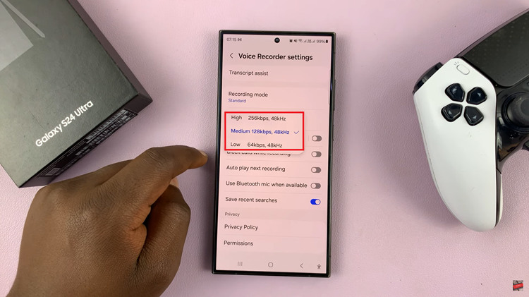 Change Voice Recorder Recording Quality On Samsung Galaxy S24s