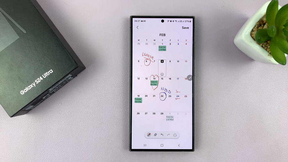 How To Draw & Write On Calendar On Samsung Galaxy S24 Ultra