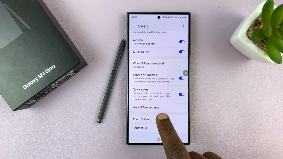 Enable/Disable S Pen Unlock On Samsung Galaxy S24 Ultra
