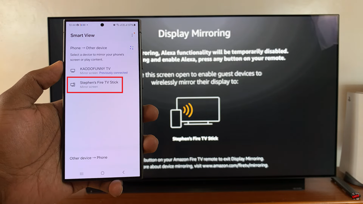 Wirelessly Screen Mirror Samsung Galaxy S24s To Amazon Fire TV