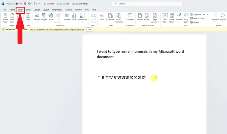 How To Type Roman Numbers In Microsoft Word