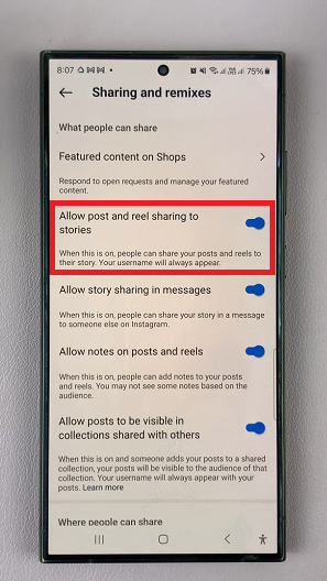 How To Allow Post Sharing In Instagram Stories