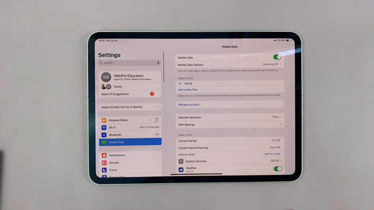 How To Turn ON & OFF Mobile Data On M4 iPad Pro