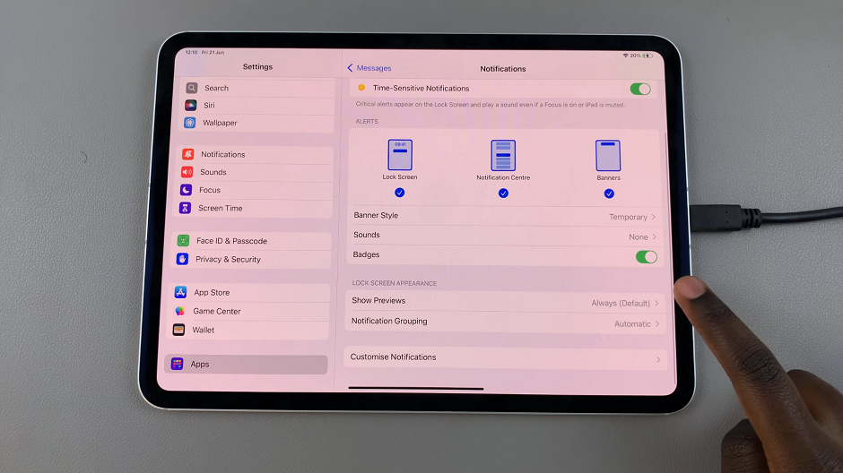 How To Show Text Message Notification Contents On iPad Lock Screen