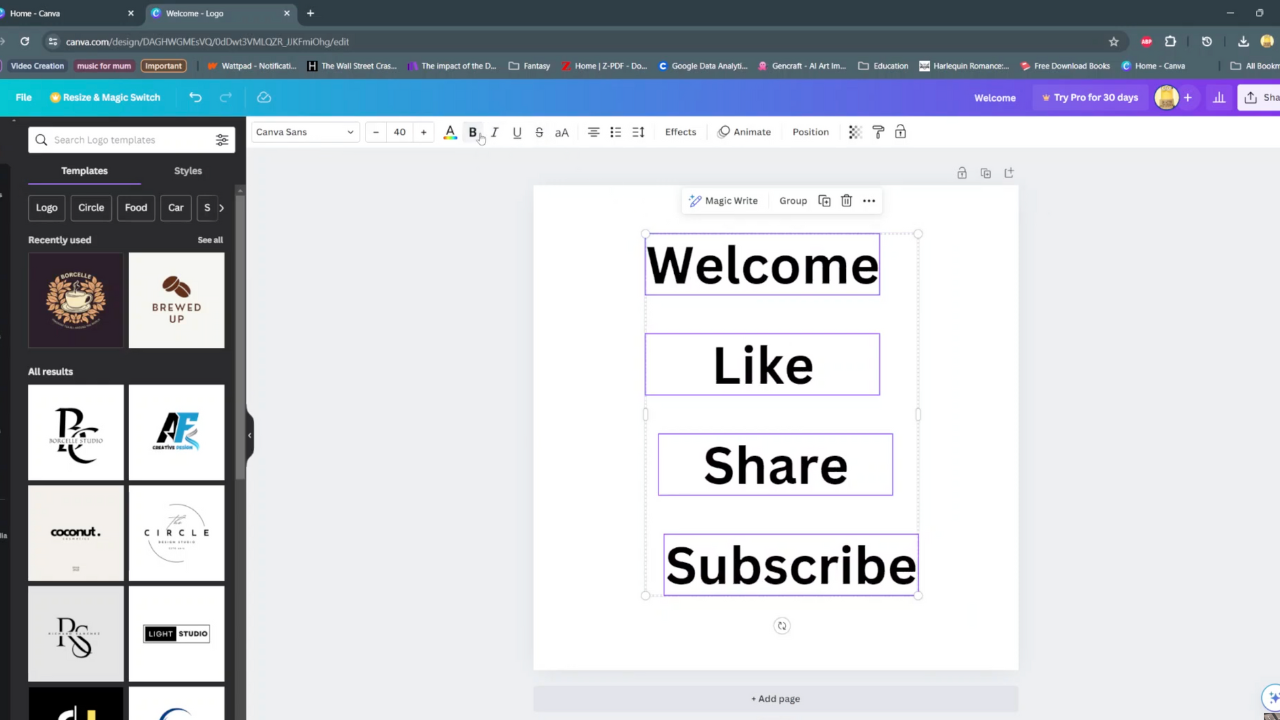   Italicize text in Canva tutorial