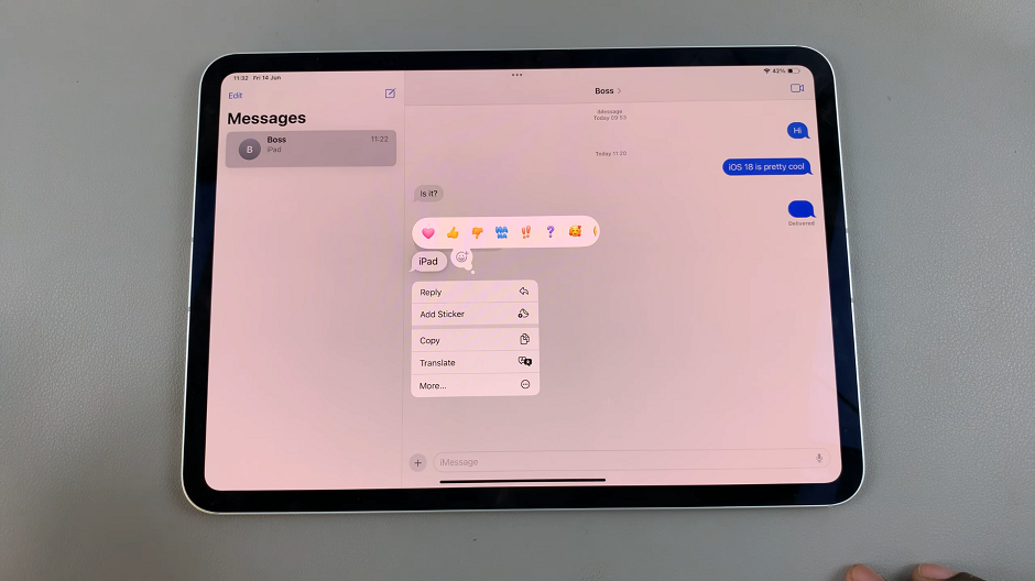 How To Use Any Emoji In Messages Tap Backs In iOS 18 (iPad)