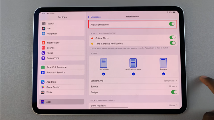 How To Disable Message Notifications On iPad