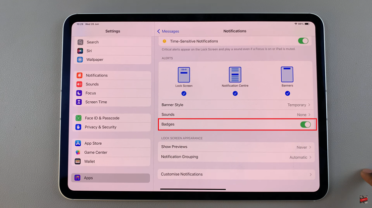 How To Enable & Disable Message Notification Badges On iPad