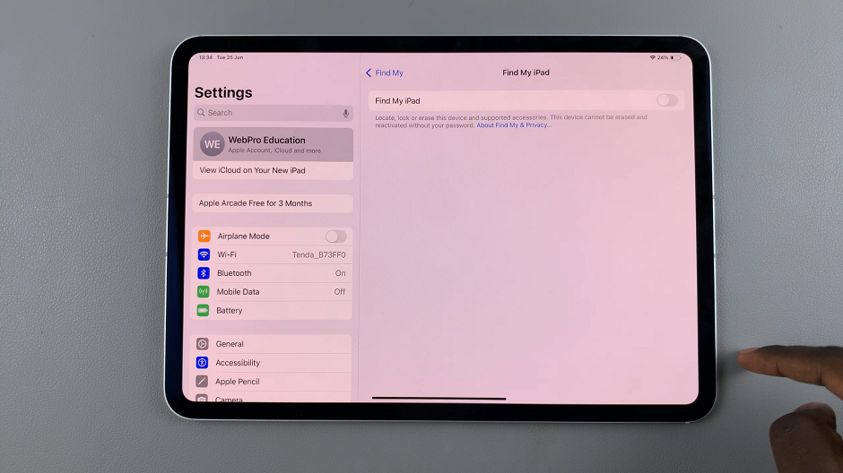 Turn OFF 'Find My iPad'