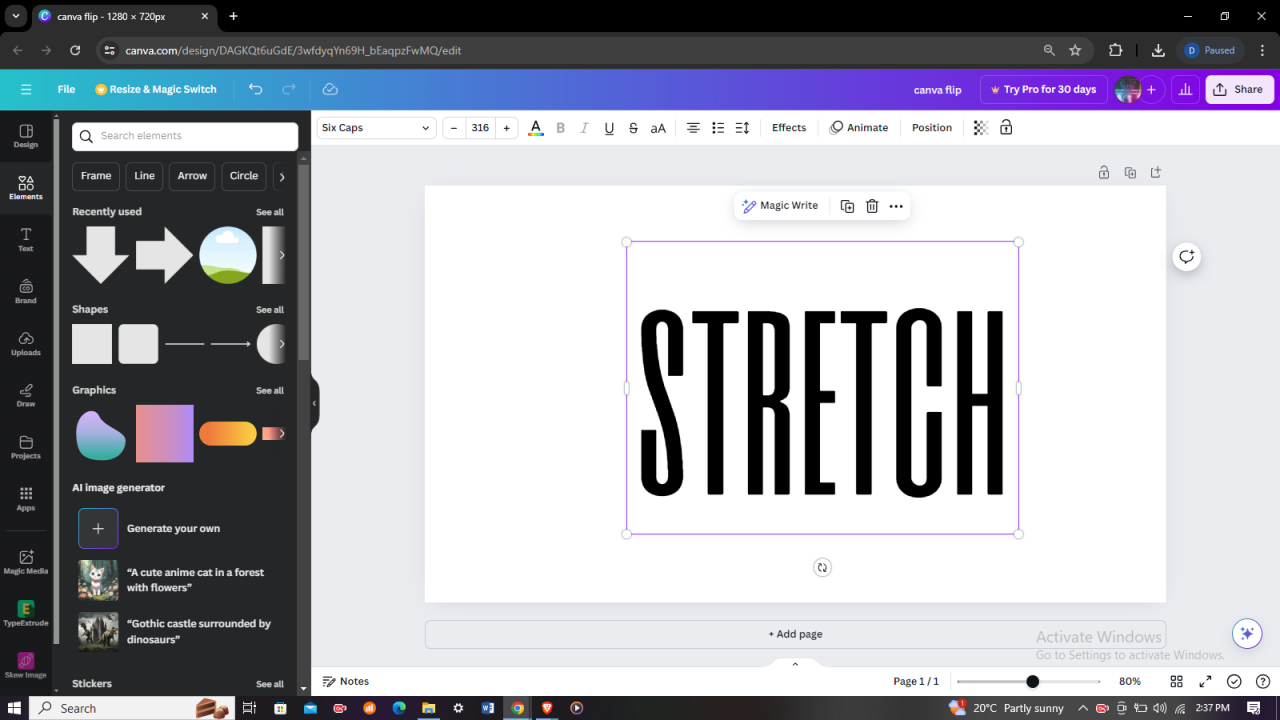 Create a Stretch Effect In Canva