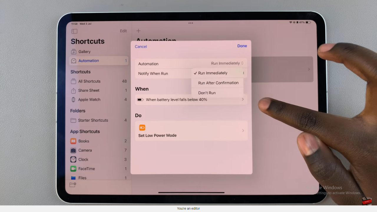 Disable Automation On iPad