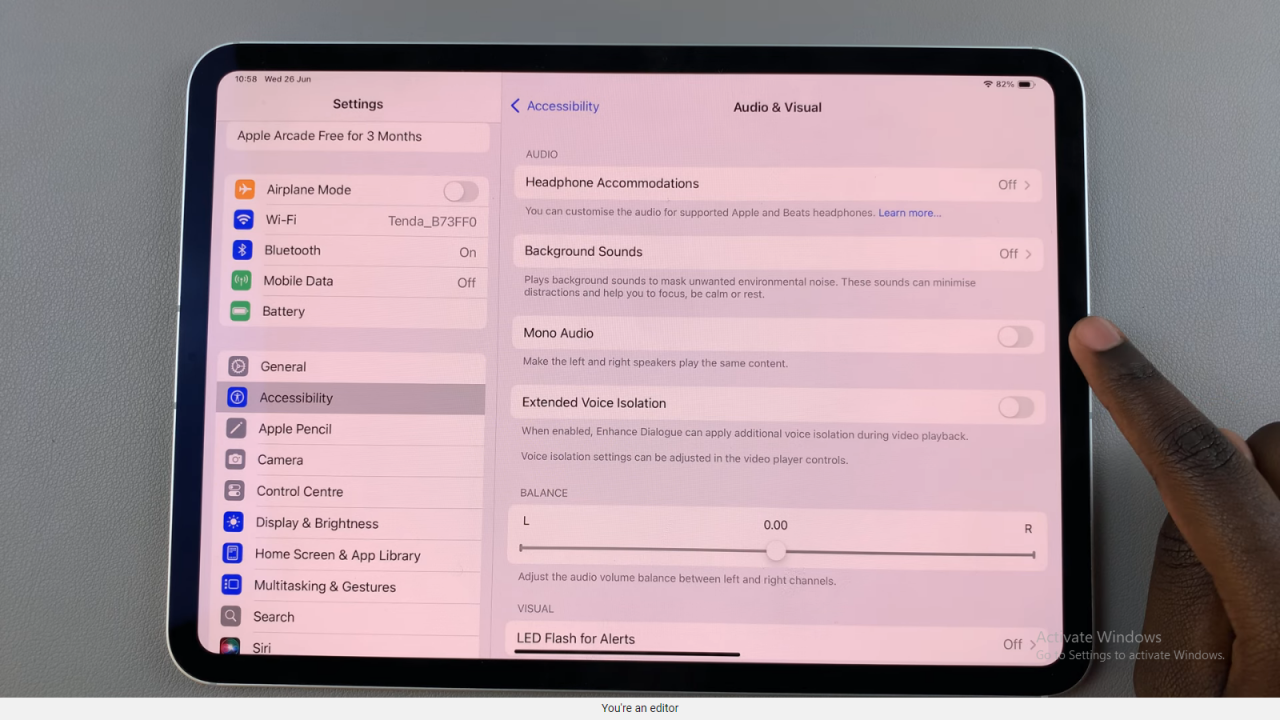 Enable Mono Audio Disable Surround Audio On An iPad