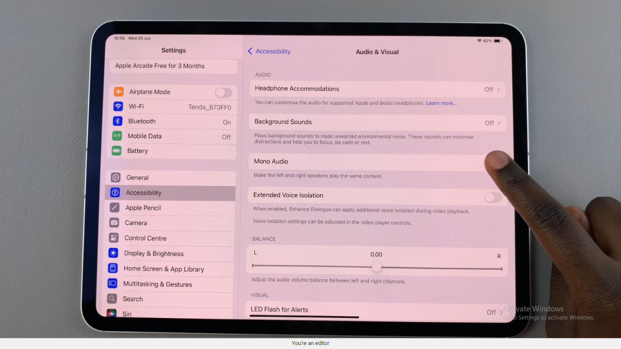 Enable Mono Audio Disable Surround Audio On An iPad