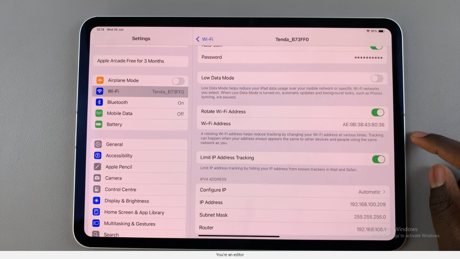 How To Enable Rotate Wi-Fi Address On An iPad