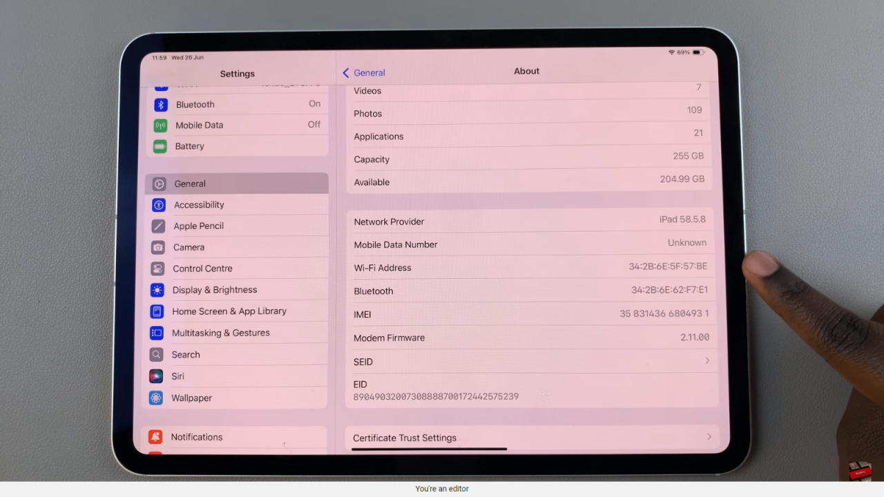  Find Your Permanent WIFI MAC Address On Your iPad