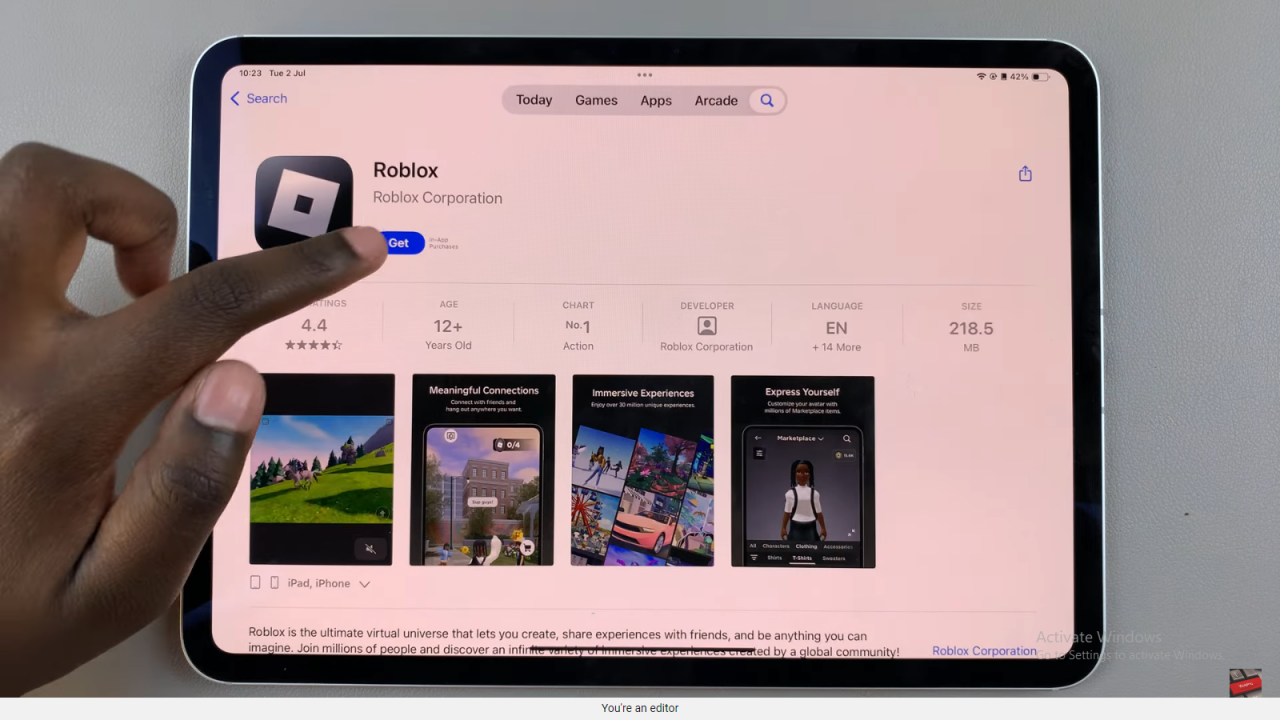     Instala Roblox en tu iPad