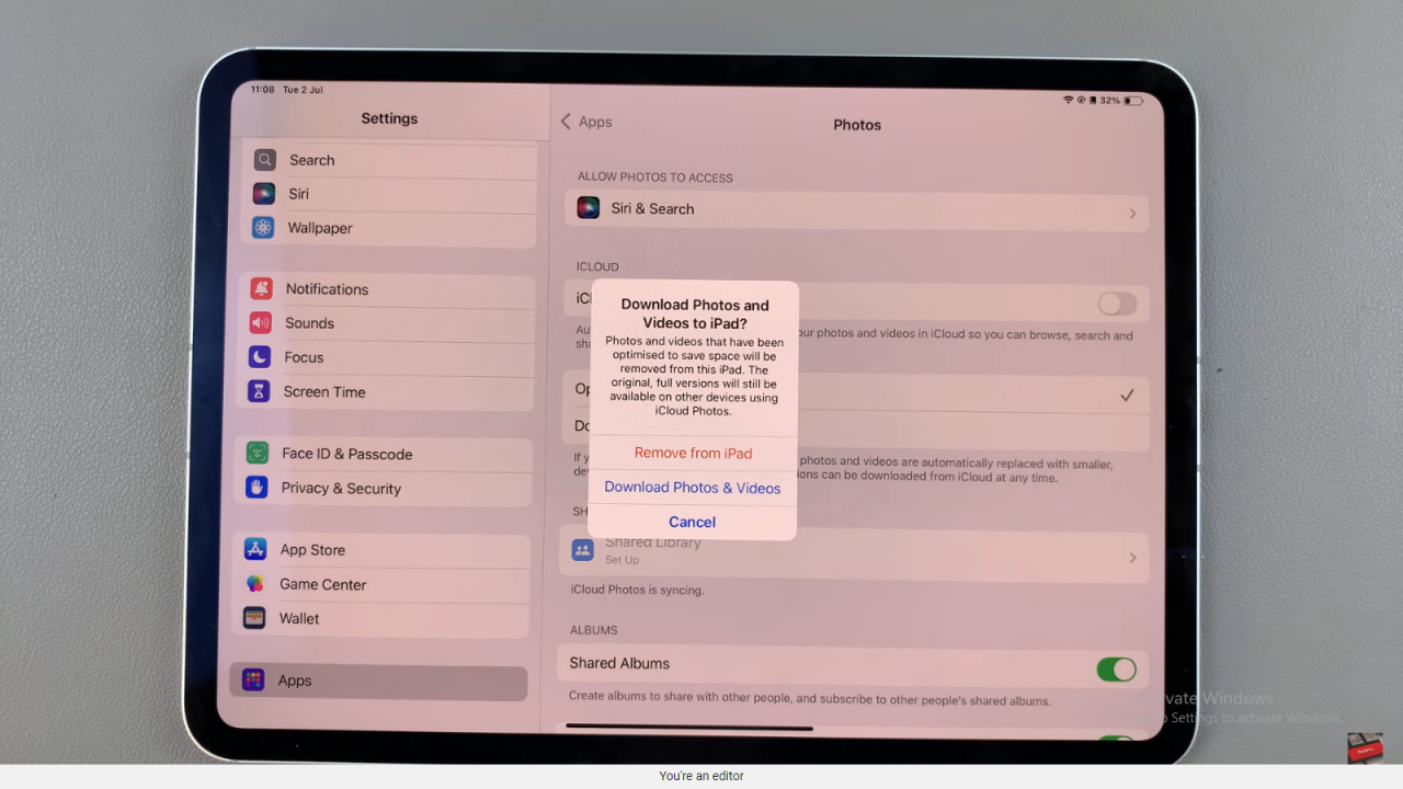 Stop Sharing Photos With Other Apple Devices Using Your Apple ID On iPad