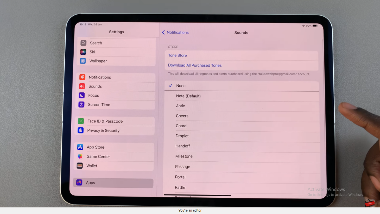 Change Notification Sound On Messages App On An iPad