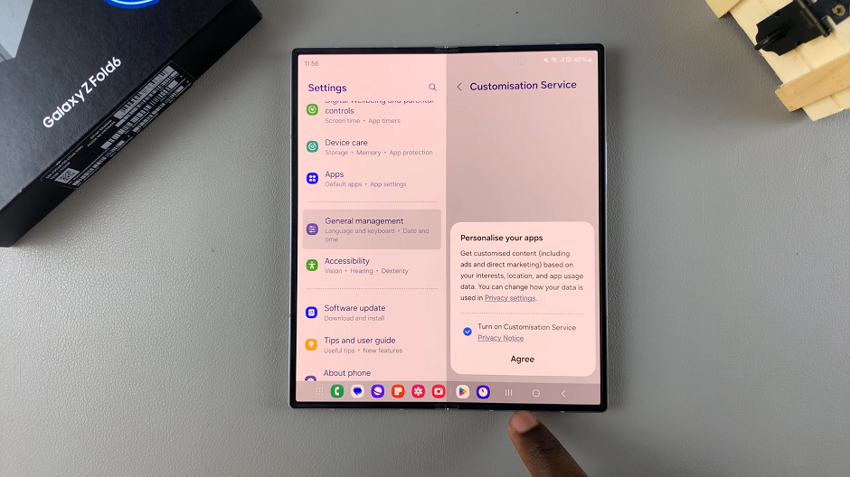 Enable Customisation Service On Samsung Galaxy Z Fold 6