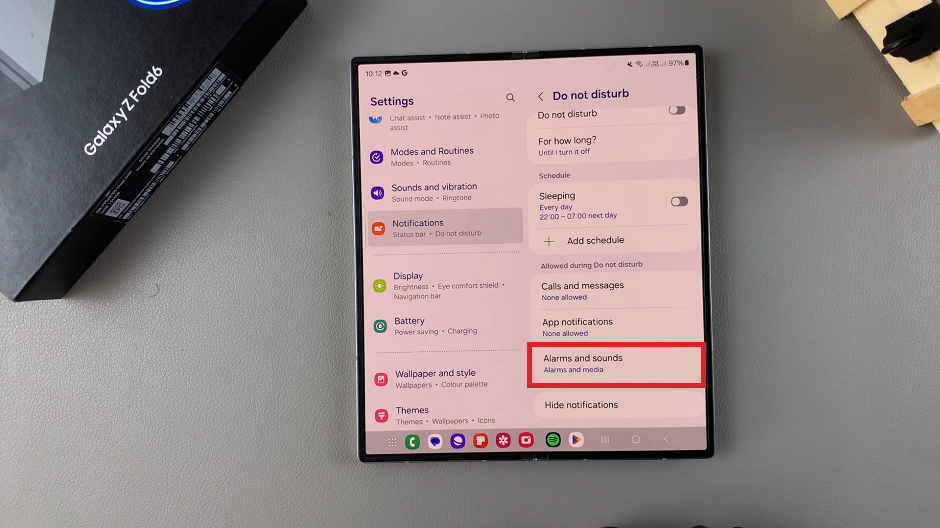 How To Enable / Disable Alarms In 'Do Not Disturb' Mode On Galaxy Z Fold 6