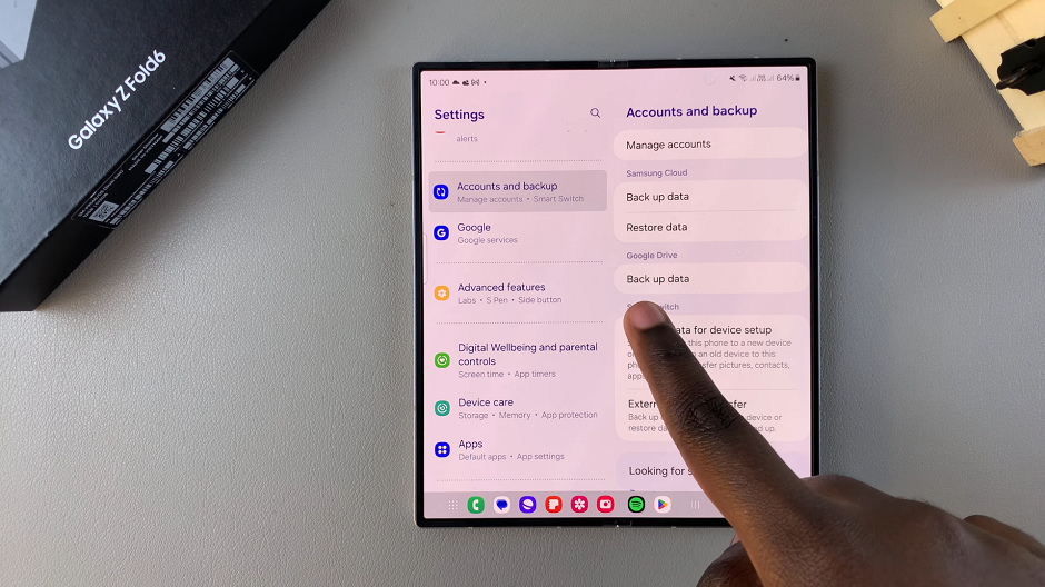 Back Up Data On Galaxy Z Fold 6