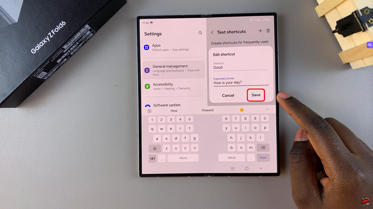 Edit Text Shortcuts On Keyboard Of Samsung Galaxy Z Fold 6