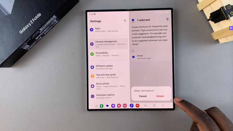 Delete Text Shortcuts On Keyboard Of Samsung Galaxy Z Fold 6