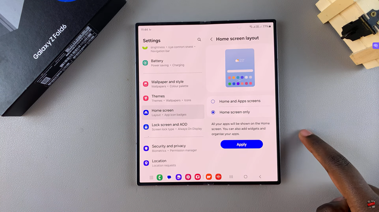 Disable Apps Screen On Samsung Galaxy Z Fold 6