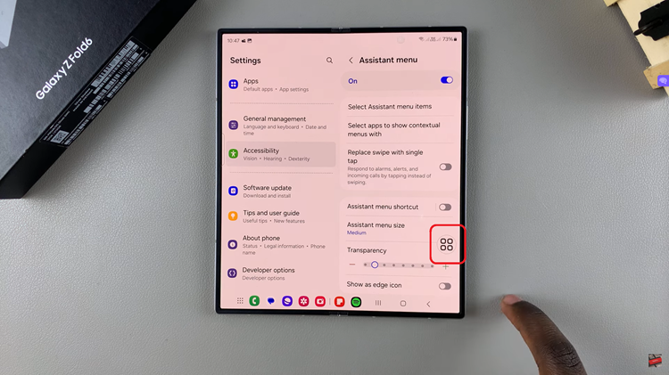 Enable Assistant Menu On Samsung Galaxy Z Fold 6