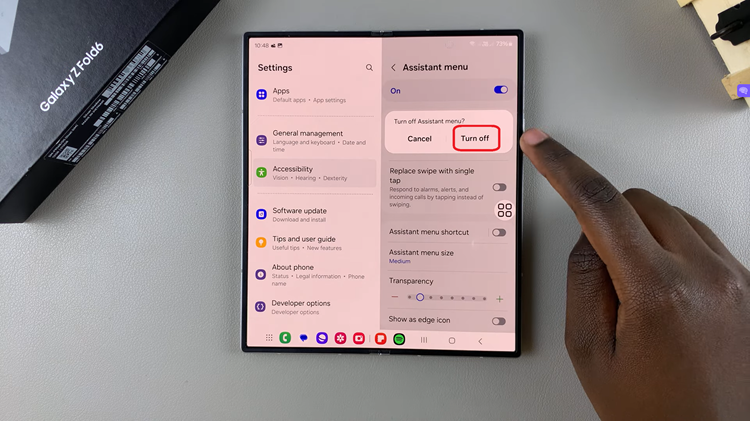 Disable Assistant Menu On Samsung Galaxy Z Fold 6