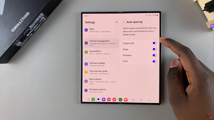 Enable or Disable Auto Spacing On Samsung Galaxy Z Fold 6