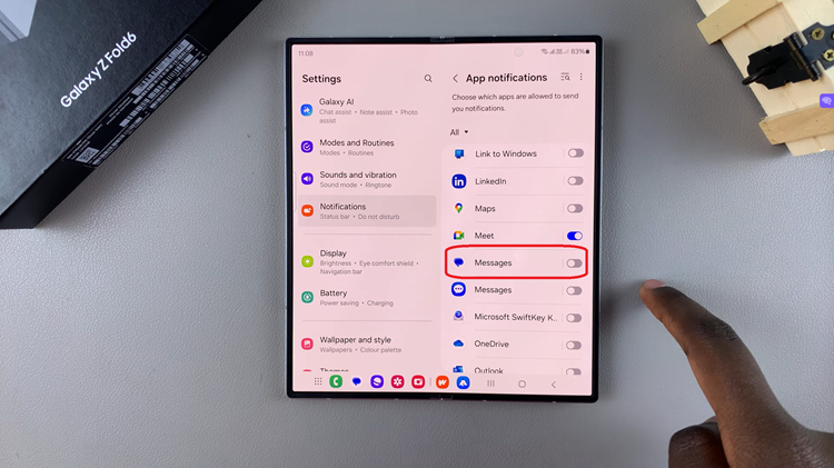 Disable Notifications For Specific Apps On Samsung Galaxy Z Fold 6