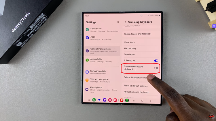 Disable 'Save Screenshot To Clipboard' On Samsung Galaxy Z Fold 6