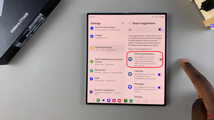 Disable Smart Suggestions For Keyboard On Samsung Galaxy Z Fold 6