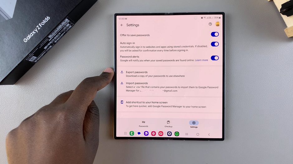 How To Export Passwords Using Google Password Manager On Galaxy Z Fold 6