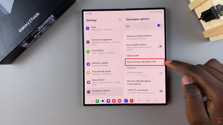 How To Add/Remove Wireless Debugging Shortcut On Samsung Galaxy Z Fold 6