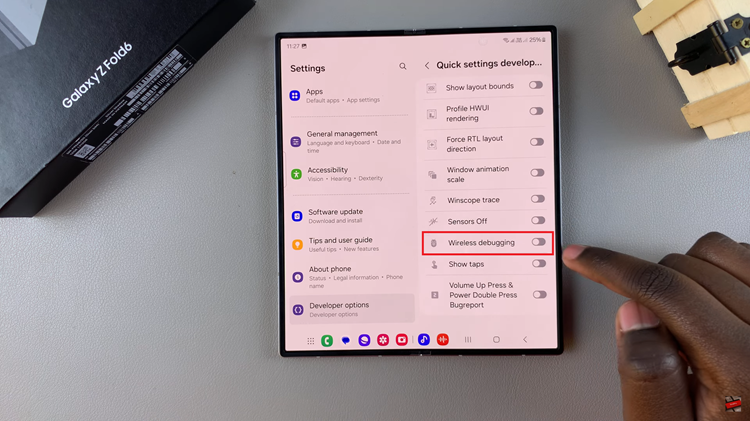 How To Add/Remove Wireless Debugging Shortcut On Samsung Galaxy Z Fold 6