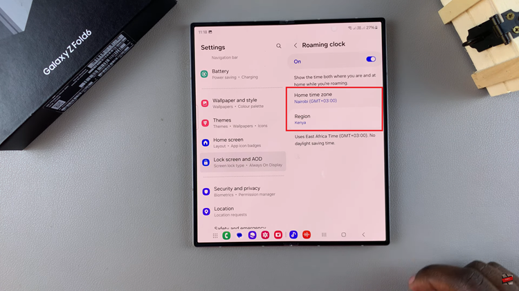 How To Change Roaming Clock Region & Time Zone On Samsung Galaxy Z Fold 6