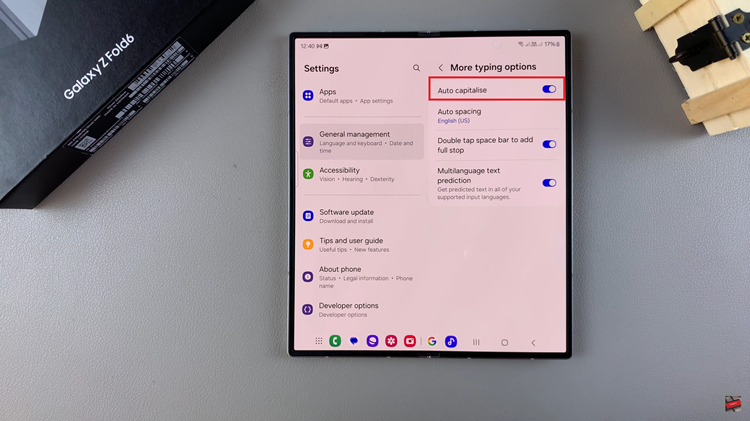 How To Enable/Disable Auto Capitalization On Samsung Galaxy Z Fold 6