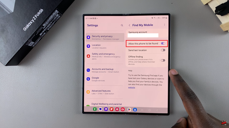 How To Enable/Disable 'Find My Mobile' On Samsung Galaxy Z Fold 6