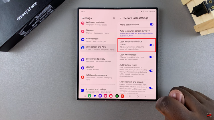 How To Enable & Disable Lock Instantly With Side Key On Samsung Galaxy Z Fold 6