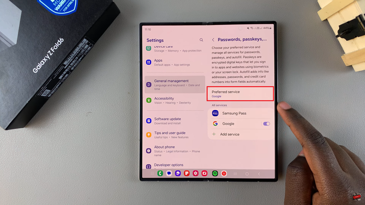 How To Enable/Disable Password Autofill Service On Samsung Galaxy Z Fold 6