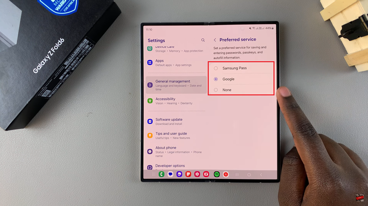 How To Enable/Disable Password Autofill Service On Samsung Galaxy Z Fold 6