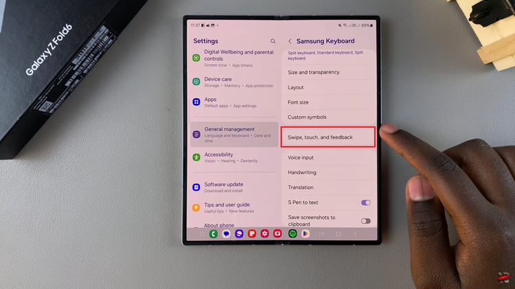 How To Enable/Disable 'Speak Keyboard Input Aloud' On Samsung Galaxy Z Fold 6