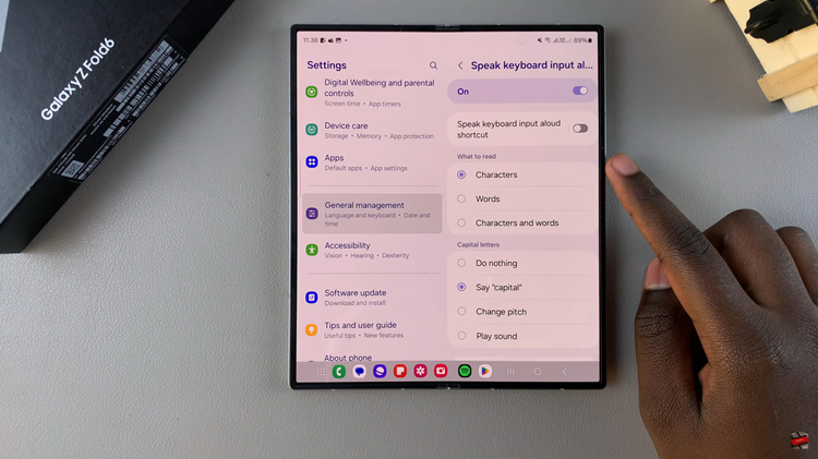 How To Enable/Disable 'Speak Keyboard Input Aloud' On Samsung Galaxy Z Fold 6